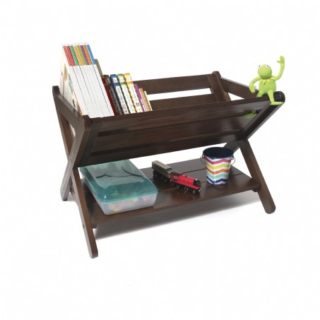 Kids’ Book Caddy with Shelf, Walnut | Lipper International Bookcases