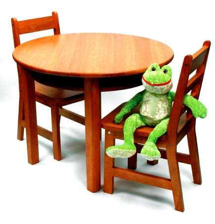 Child\'s Round Table with Shelf & 2 Chairs, Pecan Finish | Lipper ... Child\'s Round Table with Shelf & 2 Chairs, Pecan Finish | Lipper ...