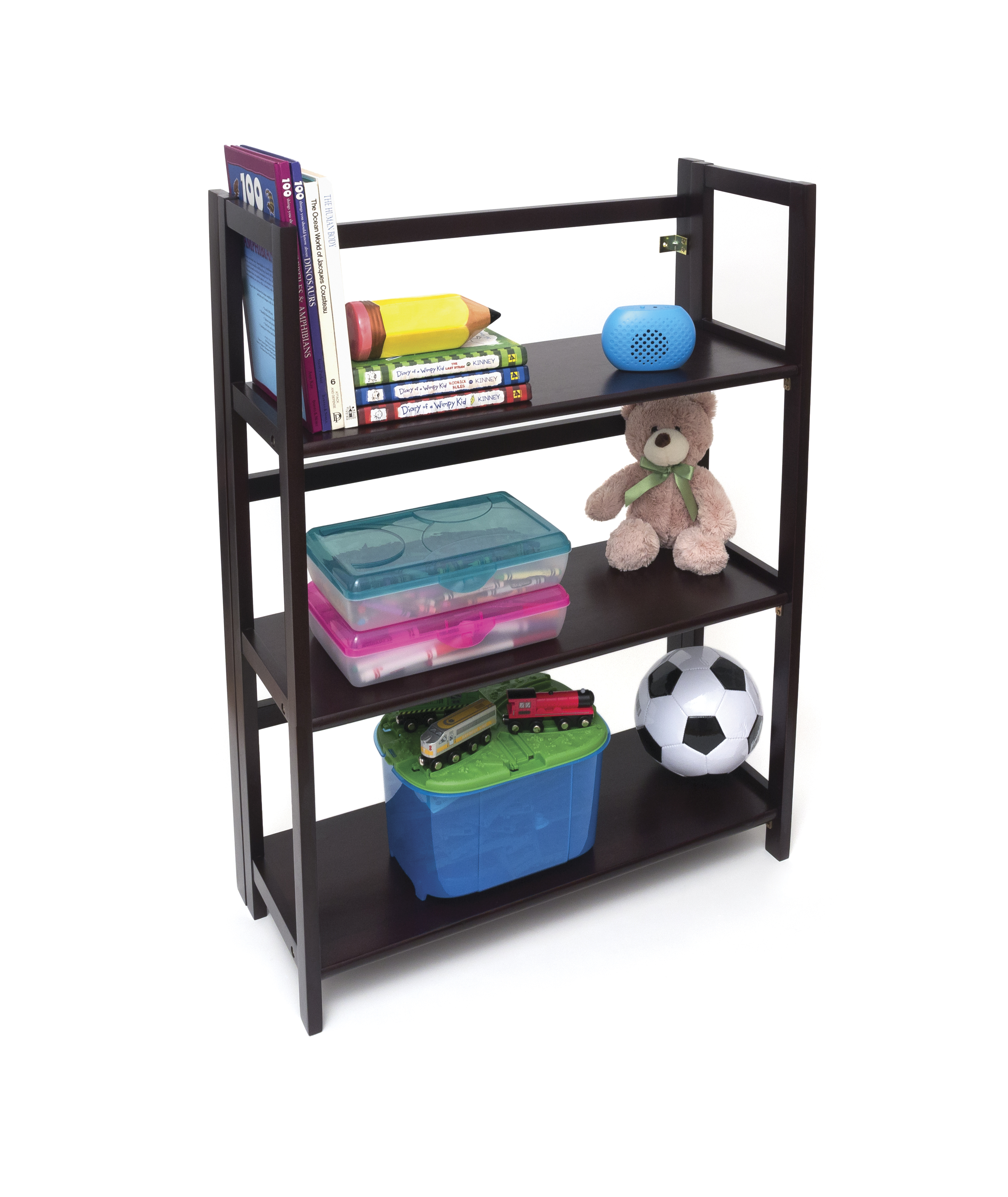 3 Shelf Folding Bookcase Espresso Finish Lipper International 3 Shelf Folding Bookcase Espresso Finish