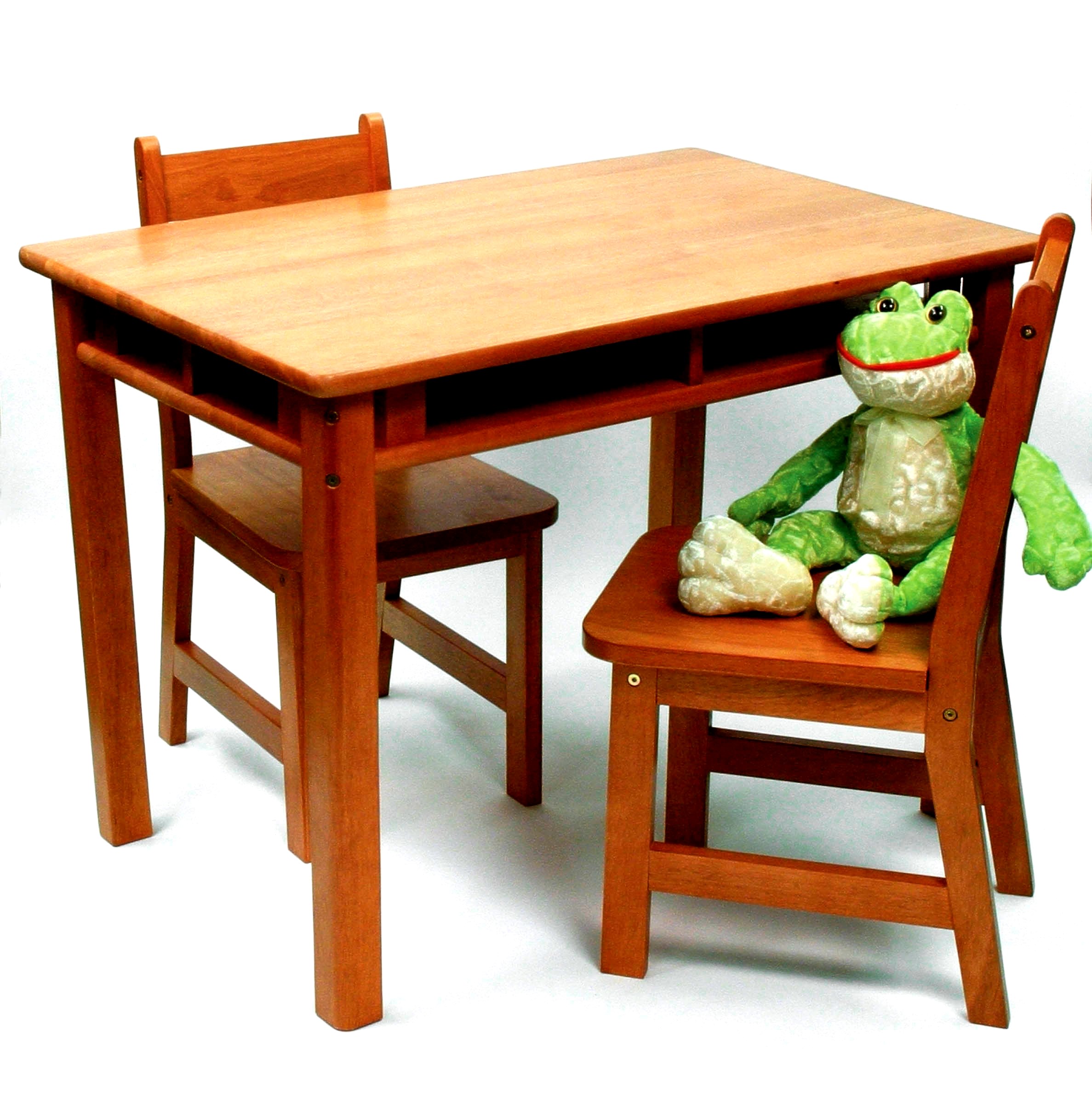 Table Chair Sets For Children Kids Collection Lipper Child S Rectangular Table With Shelves 2 Chairs Pecan Finish