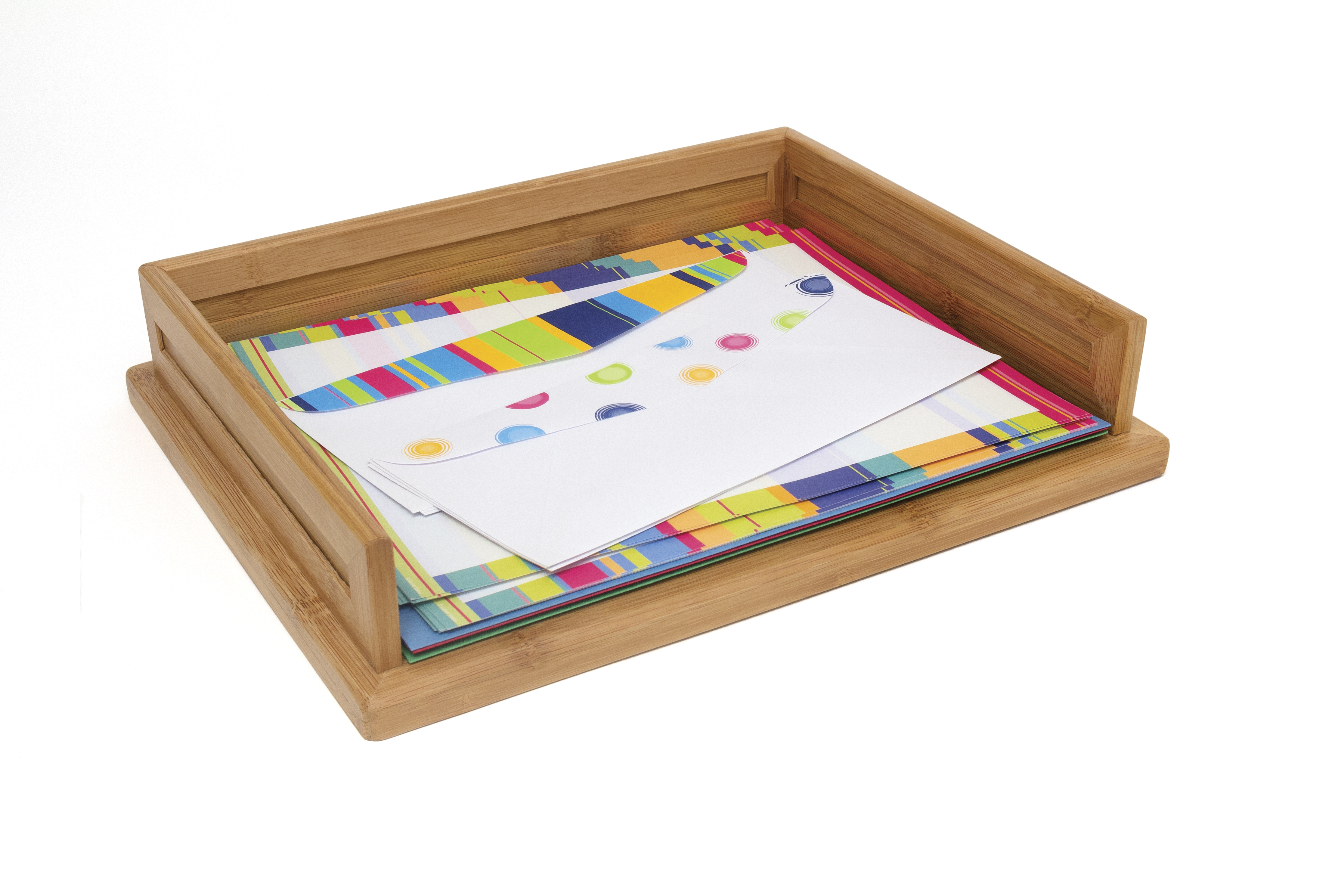 Bamboo Stacking Letter Tray Lipper International Desk Organizers