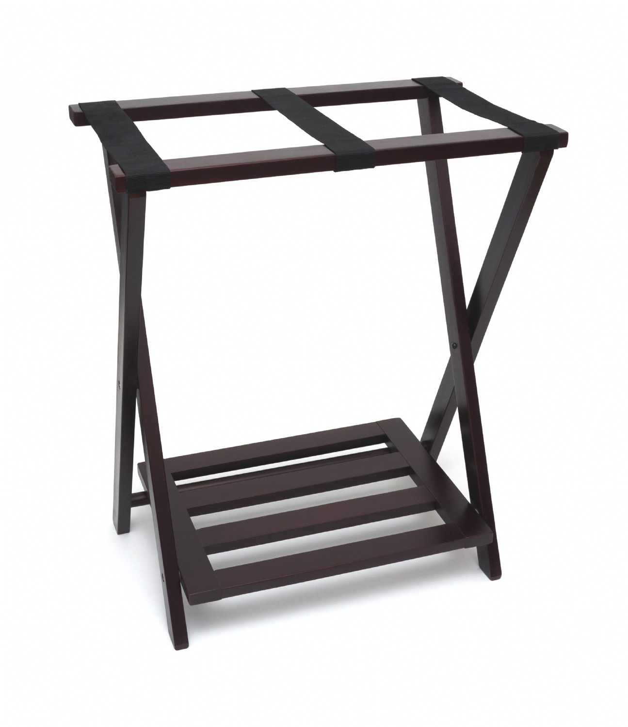 Right Height Luggage Rack with Shoe Rack, Espresso Finish Lipper