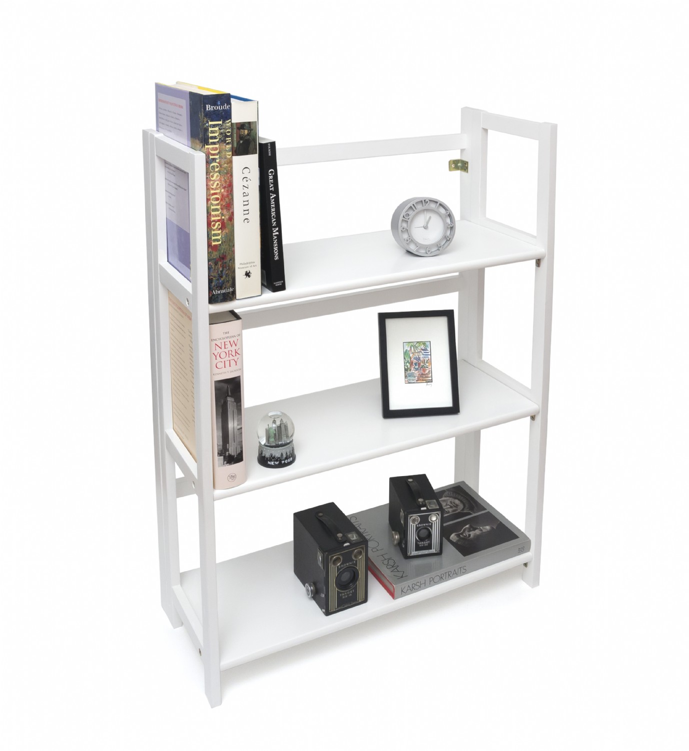 3 Shelf Folding Bookcase White Finish Lipper International