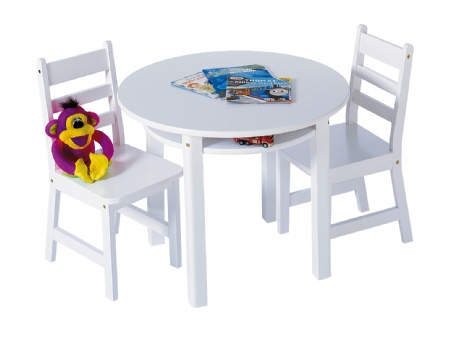 Child S Round Table With Shelf 2 Chairs White Lipper Child S Round Table With Shelf 2 Chairs White