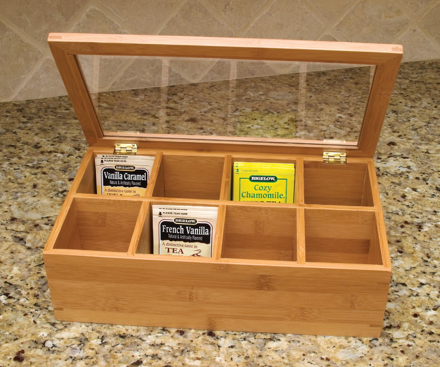 Bamboo 8Section Tea Box with Acrylic Lid Lipper International