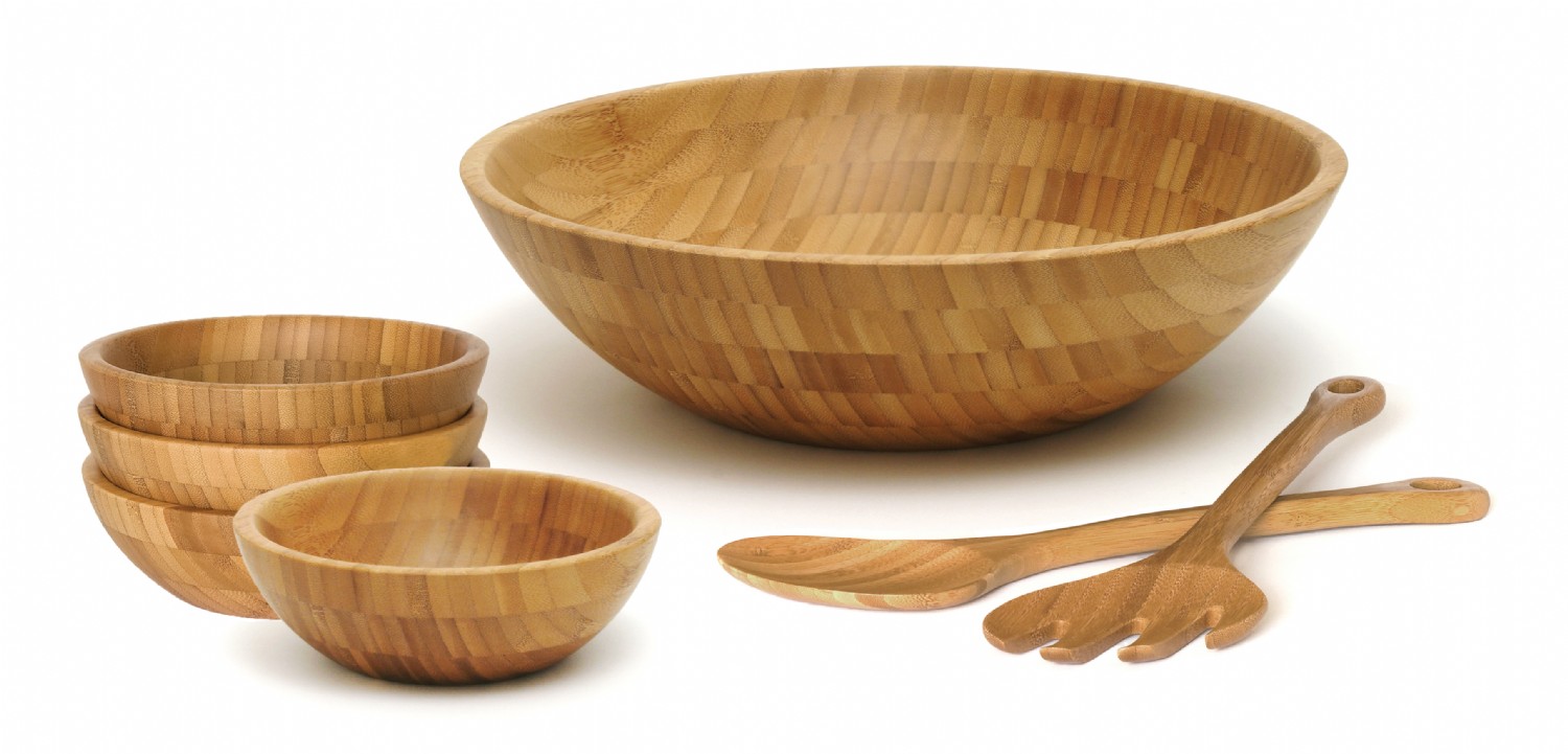 Bamboo Salad Bowls with Servers, 7Piece Set Lipper International