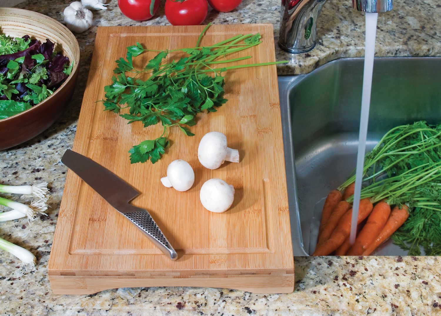 Bamboo Over-the-Sink Expandable Cutting Board
