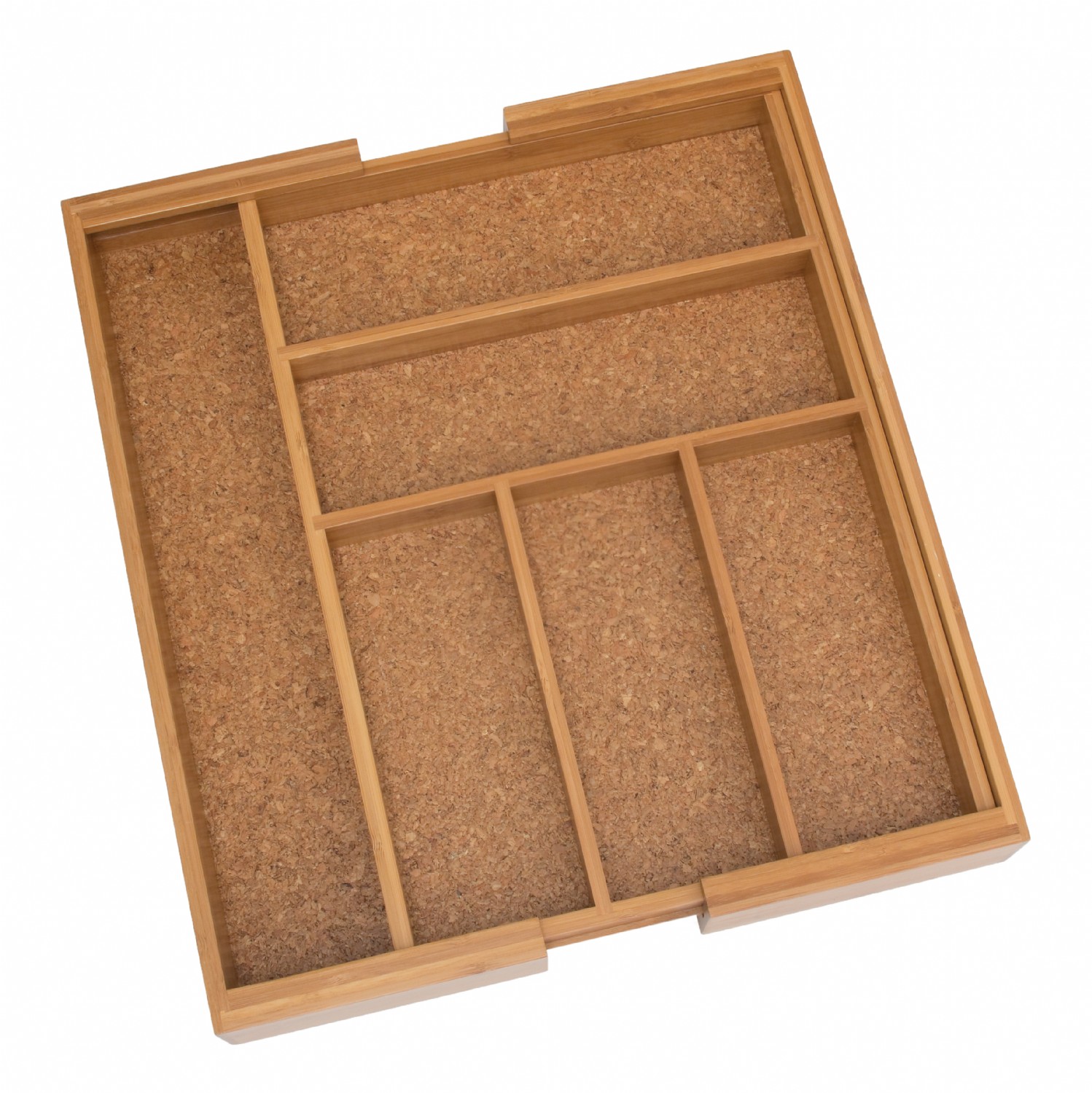 Bamboo Expandable Flatware Organizer with Cork Bottom Lipper