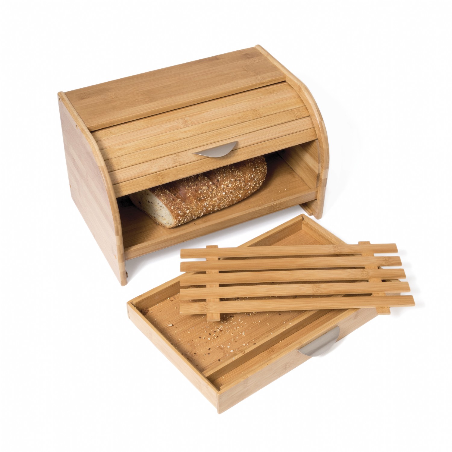 16" x 10-3/4" x 7" Lipper International 1146 Acacia Wood Rolltop Bread Box 