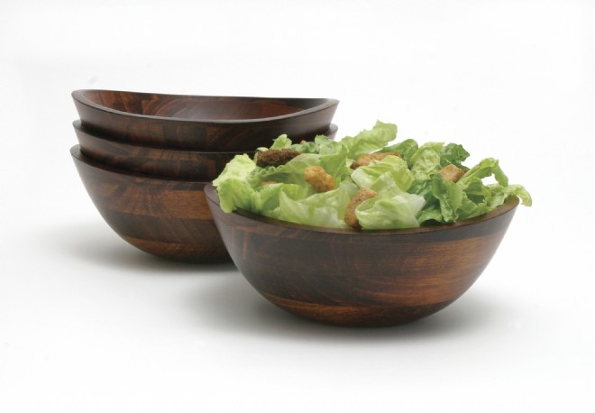 Lipper International 393 Oak Finished Wavy Rim Serving Bowl for Fruits or Salads Small 7.5 x 7.25 x 3 Single Bowl Matte 