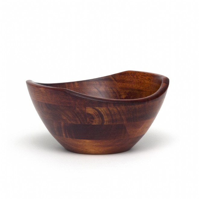 Large 13 x 12.5 x 5 Lipper International Cherry Finished Wavy Rim Serving Bowl with 2 Salad Hands 3-Piece Set 