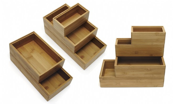 5-Piece Set Assorted Sizes Lipper International 88005 Bamboo Wood Drawer Organizer Boxes 