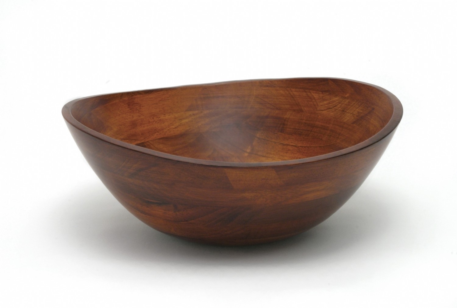 Wave Rim Bowl Rubberwood Wavy Rim Bowl with Cherry Finish, Large | Lipper International