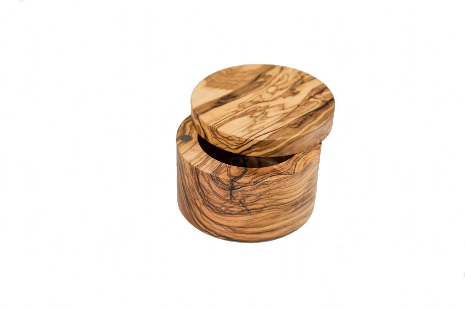 Olive Wood Salt Box with Swivel Cover Lipper International