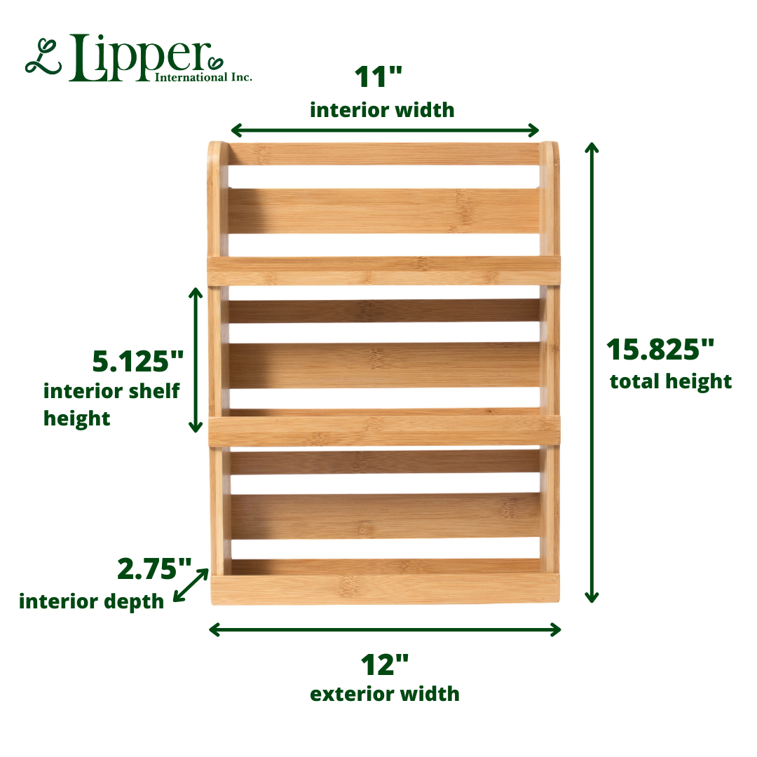 3-Tier Bamboo Spice Rack, 15.74″ L X 5.11″ W X 16.53″ H, Wood Spice Jars  Holder