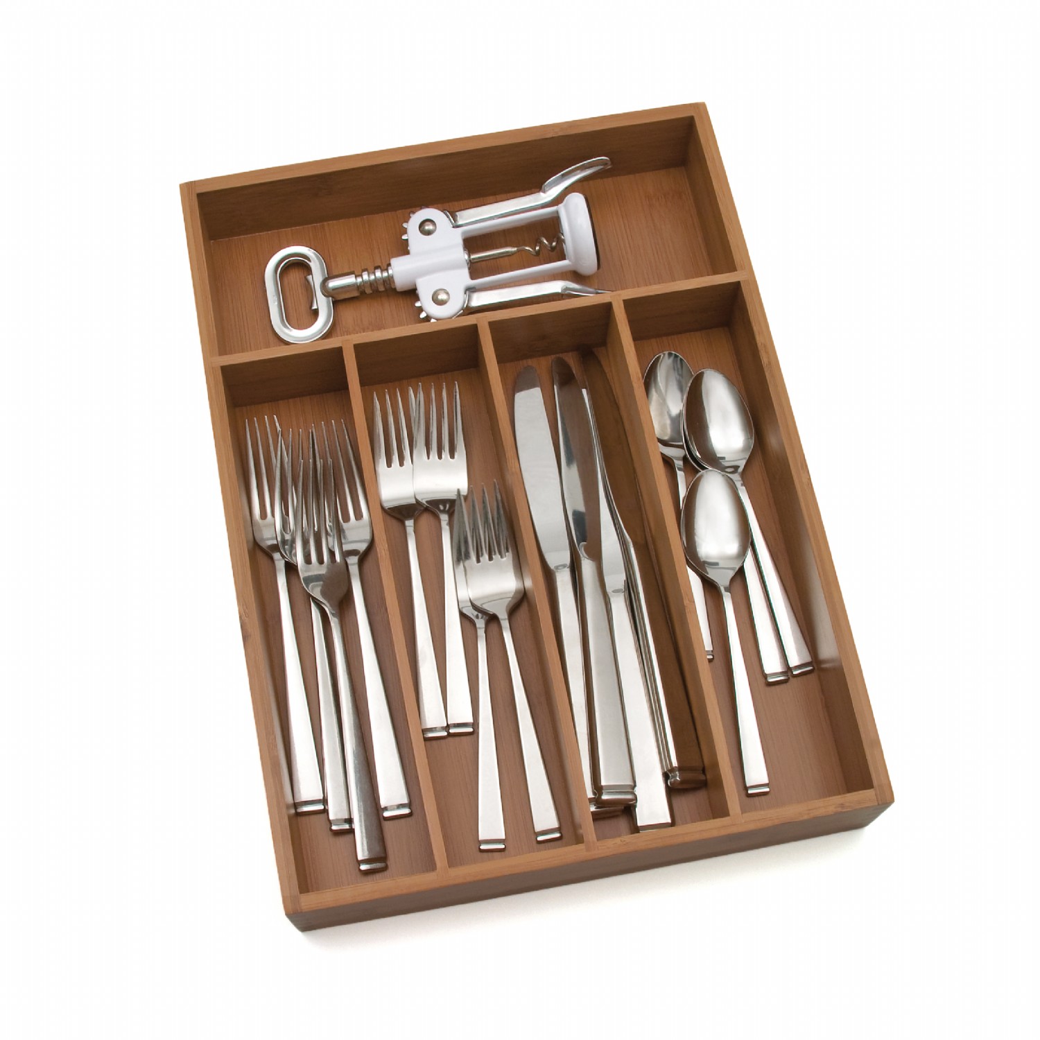 Bamboo Flatware Organizer, 5 Compartments Lipper International